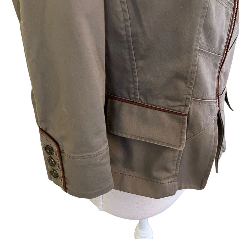 White House Black Market Olive Green Military Style Fitted Jacket 0